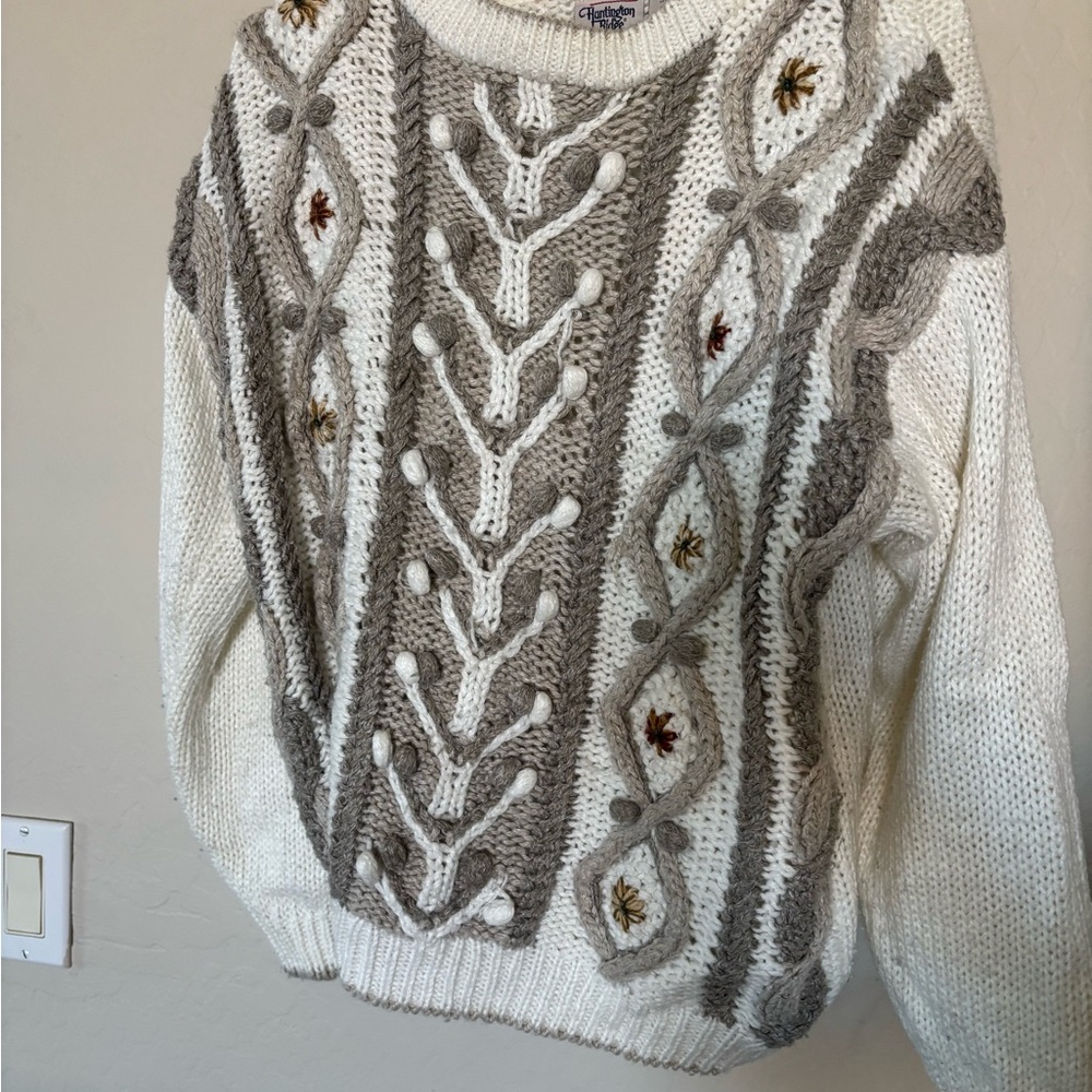 Cozy White and Gray Sweater